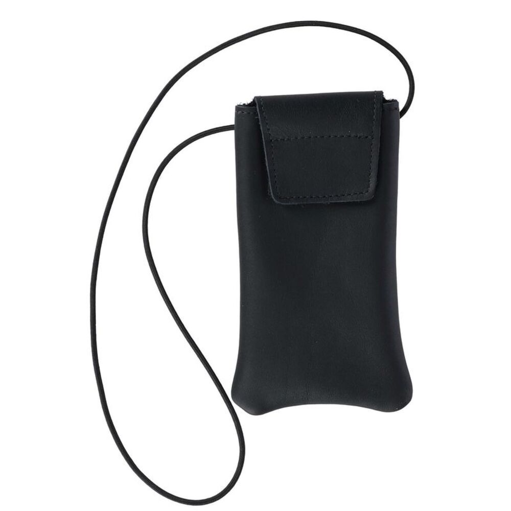 Boston Leather Solid Leather Eyeglass Case with Neck String